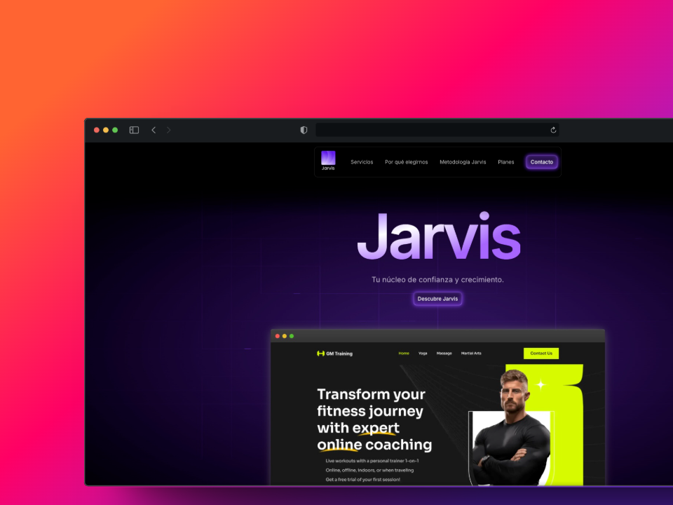 Jarvis: Web para una agencia de marketing digital, con servicios, metodología y planes.